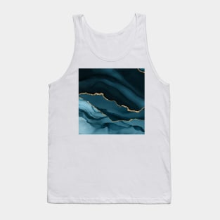 Watercolor Agate in Slate Blue with Glitter Veins Tank Top